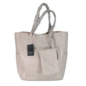 Joy Susan North South Bella Tote Large Beige Vegan Leather w/ Wristlet Bag‎ NEW